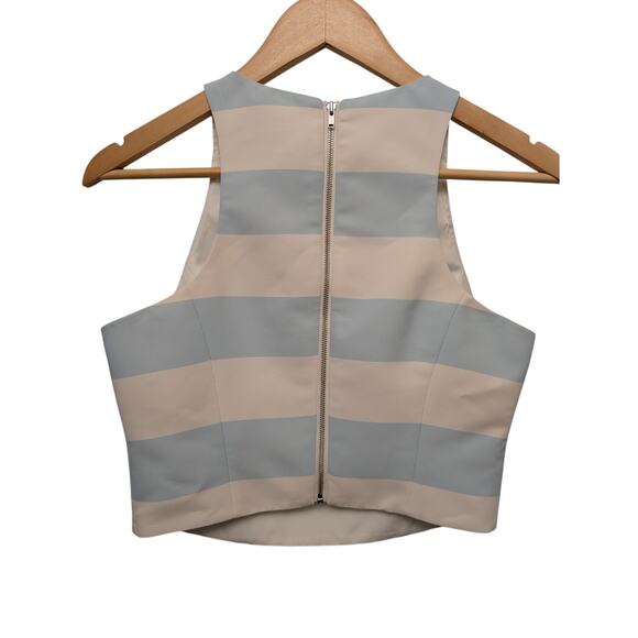 Sachin & Babi Lexi Sleeveless Crop Top Sailor Striped Preppy Nautical Zip Back - Picture 2 of 6